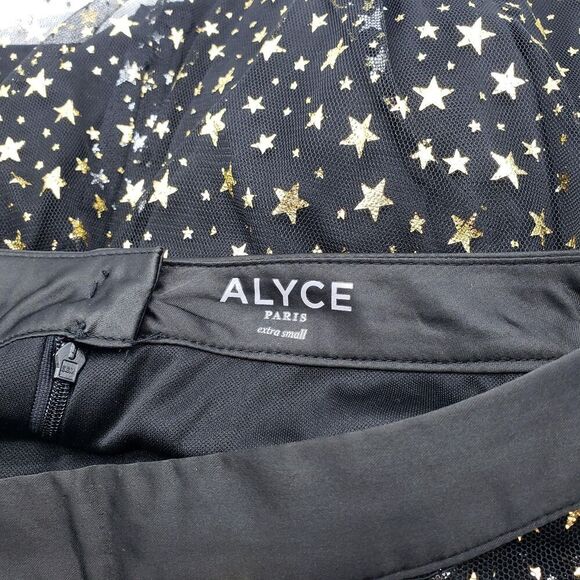 Alyce Paris Skirt Women XS Black Gold Star Tulle Maxi Witchy Goth Whimsygoth - Picture 2 of 11